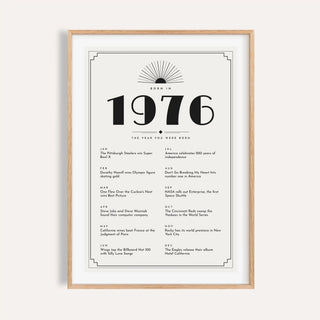 1976 Art Deco print in black on white on a plain warm wall