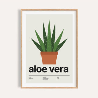 Aloe vera plant print shown on a plain warm cream wall