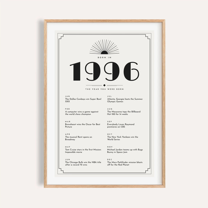 1996 Art Deco print in black on white on a plain warm wall