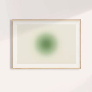 Green aura poster with a soft sage green orb on warm cream