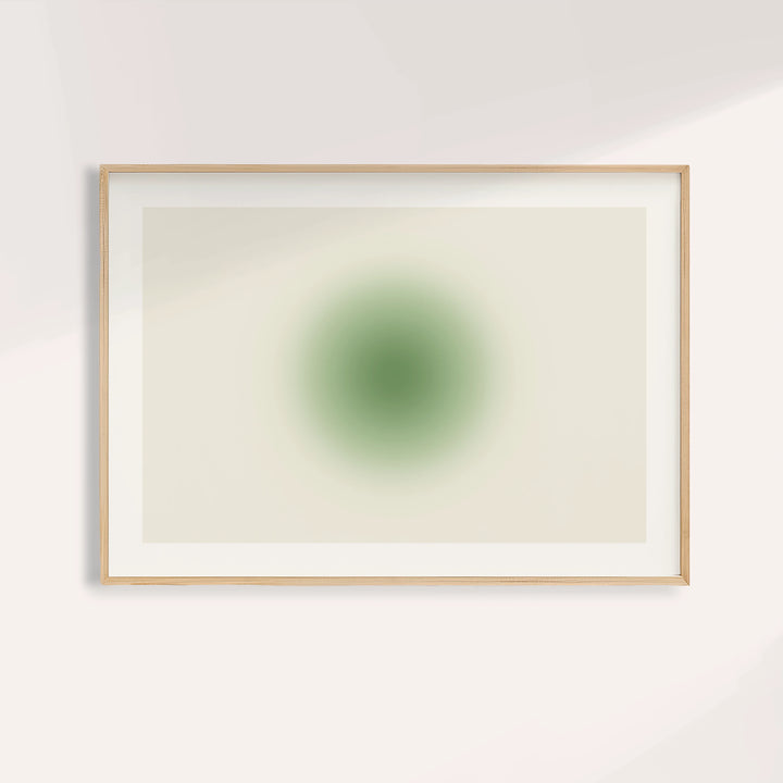 Green aura poster with a soft sage green orb on warm cream