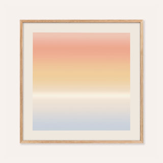Ombre print fading from blush pink through peach and gold to soft blue