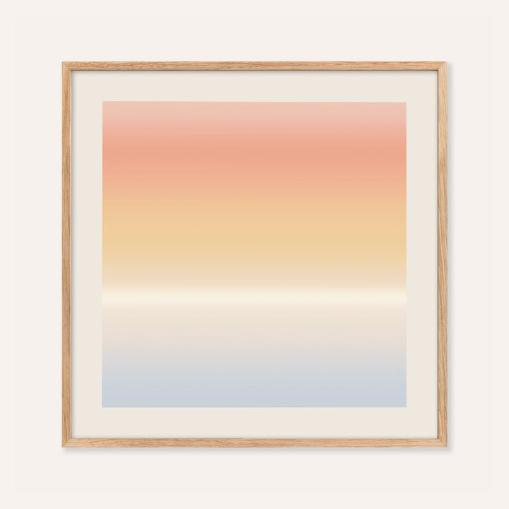 Ombre print fading from blush pink through peach and gold to soft blue