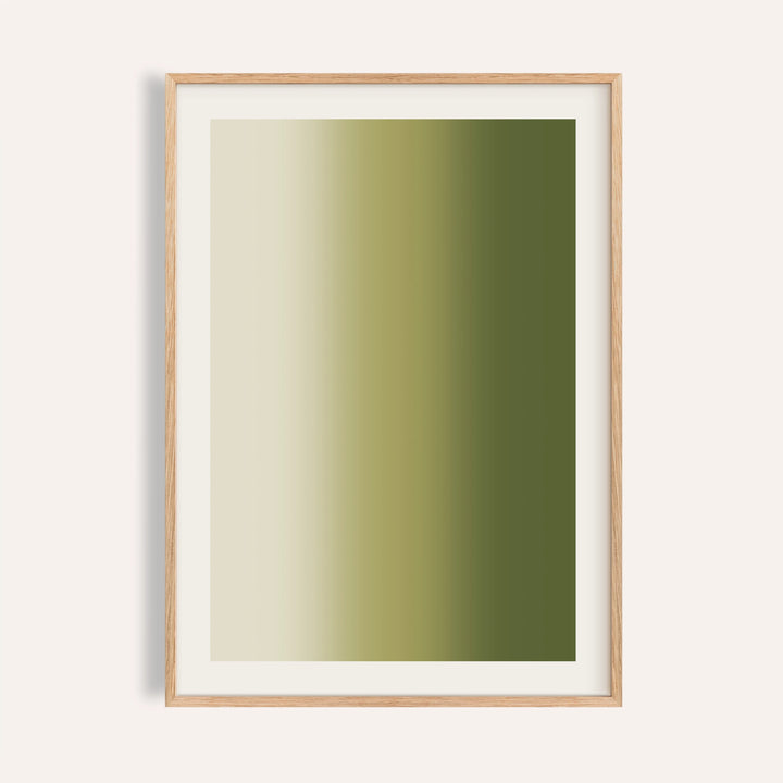 Olive green abstract wall art with soft fields of cream, olive and moss green