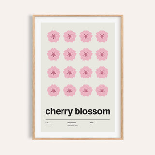 Blossom poster shown on a plain warm cream wall