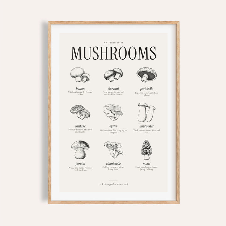 Types of Mushrooms Print