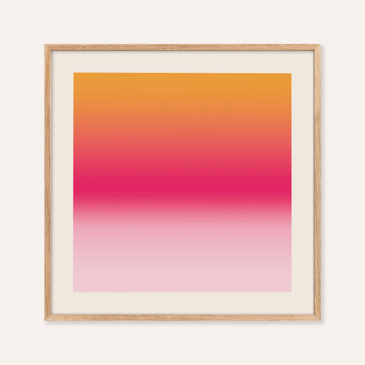 Tangerine poster fading from orange into a hot pink band and pastel pink