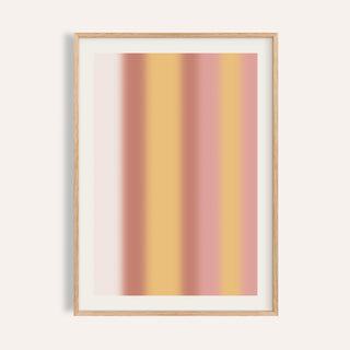 Dusty pink wall art with soft vertical stripes of pink, terracotta and gold