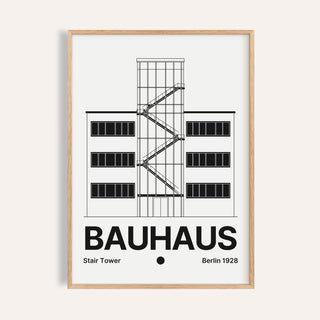 Bauhaus staircase print of a glass stair tower with black zigzag stair flights