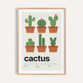 Cacti print shown on a plain warm cream wall