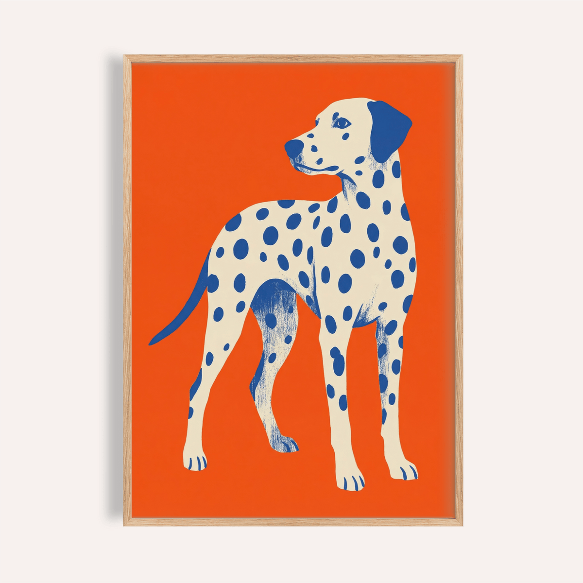 Dalmatian Dog Art Print with Orange and Blue colors for living room wall art