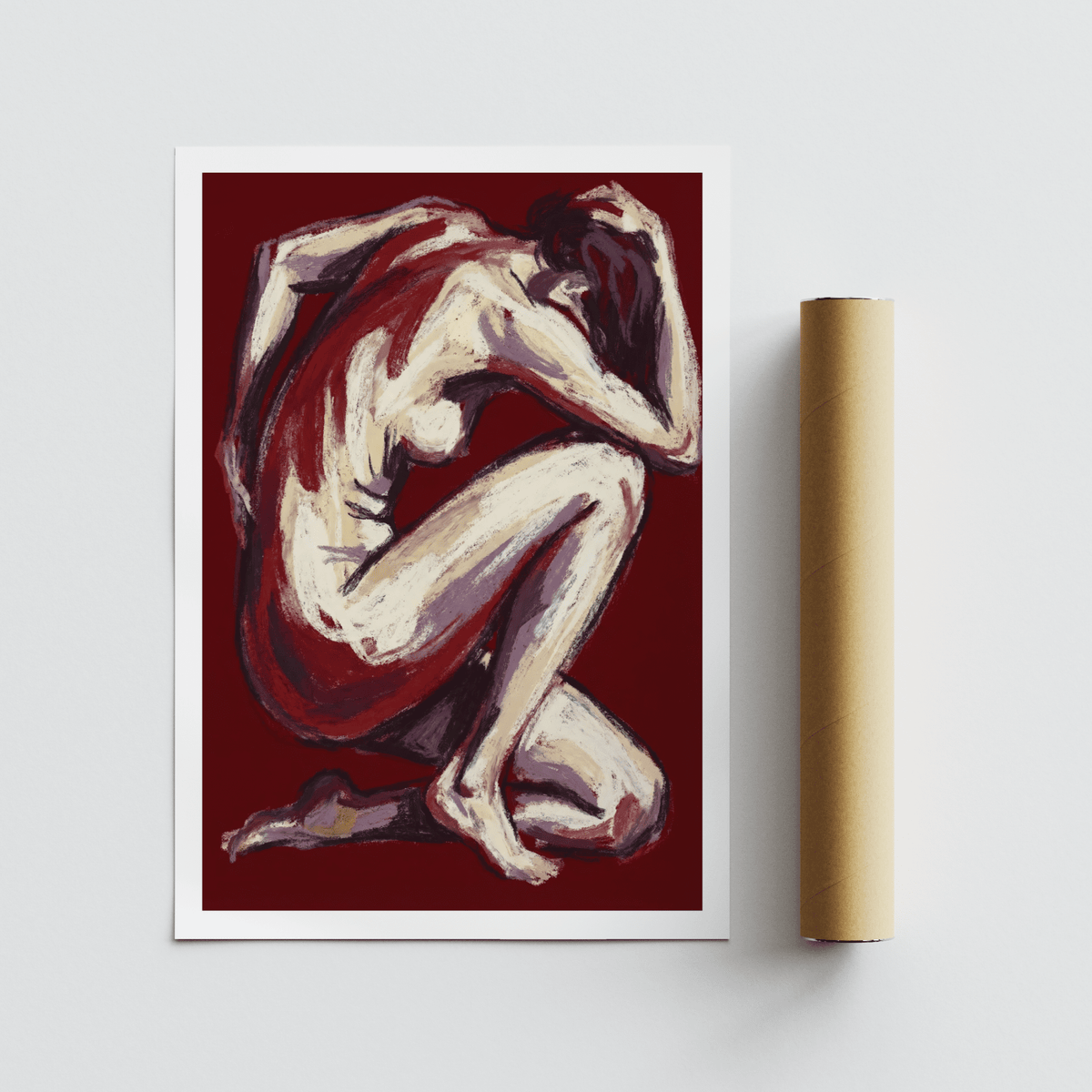 Figurative Art Print poster of a reclining figure with sweeping strokes