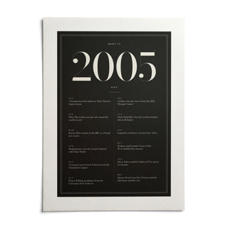 2005 Black Birthday Print, shown as an unframed paper print on a plain white background