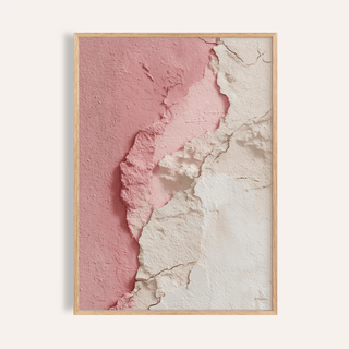 Pink Abstract Print framed close-up showing textured pink and cream layers in an abstract style