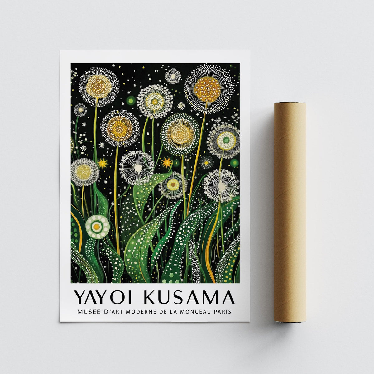 Botanical Wall Art print laid flat with brown packaging tube beside it