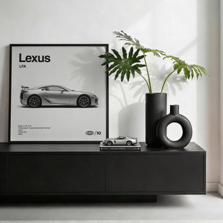 Sophisticated Japanese Supercar Poster in black and grey for loft wall art