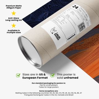 Rolled Horse Sunset Art Print with a mailing tube and label visible