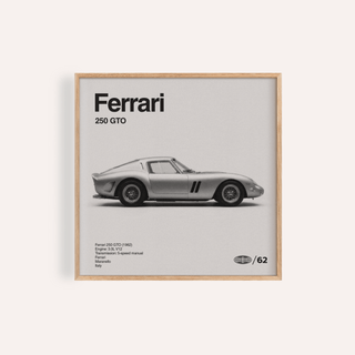 Classic Grand Tourer Poster featuring a silver vintage racing car in minimalist photographic style