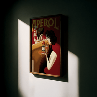 Vintage Drink Wall Art, Red Yellow, living room print