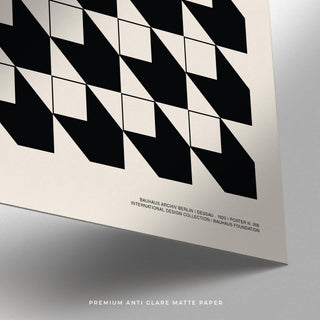 Detail close-up of Office Space Poster showing black and white geometric shapes on matte paper
