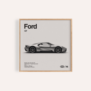 American Supercar Wall Art showing a silver sports car side profile in black and grey for a living room
