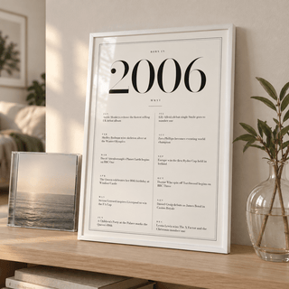 2006 year print in black numerals on white above simple furniture at home