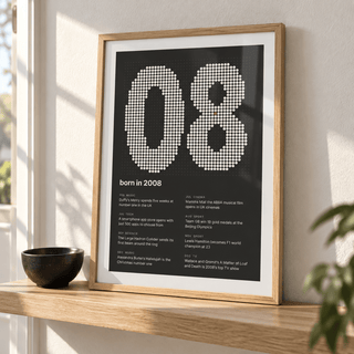 2008 print with the year built from cream dots above simple furniture at home