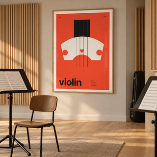 Violin bridge close up print in a home music studio