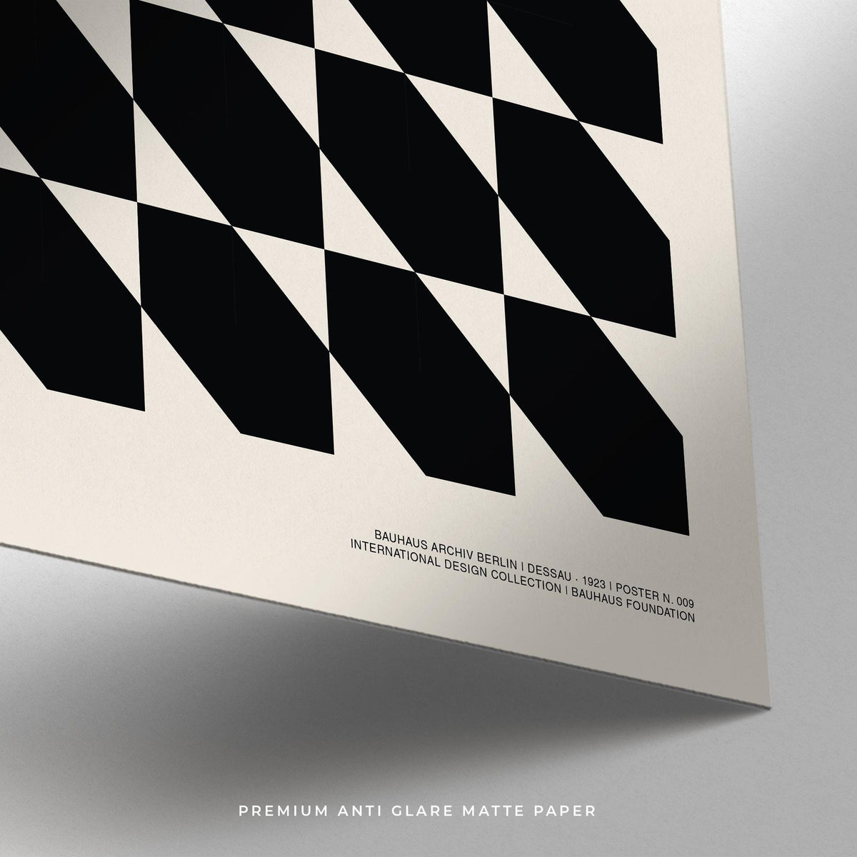 Detail close-up of Corporate Office Artwork showing black geometric shapes on cream matte paper