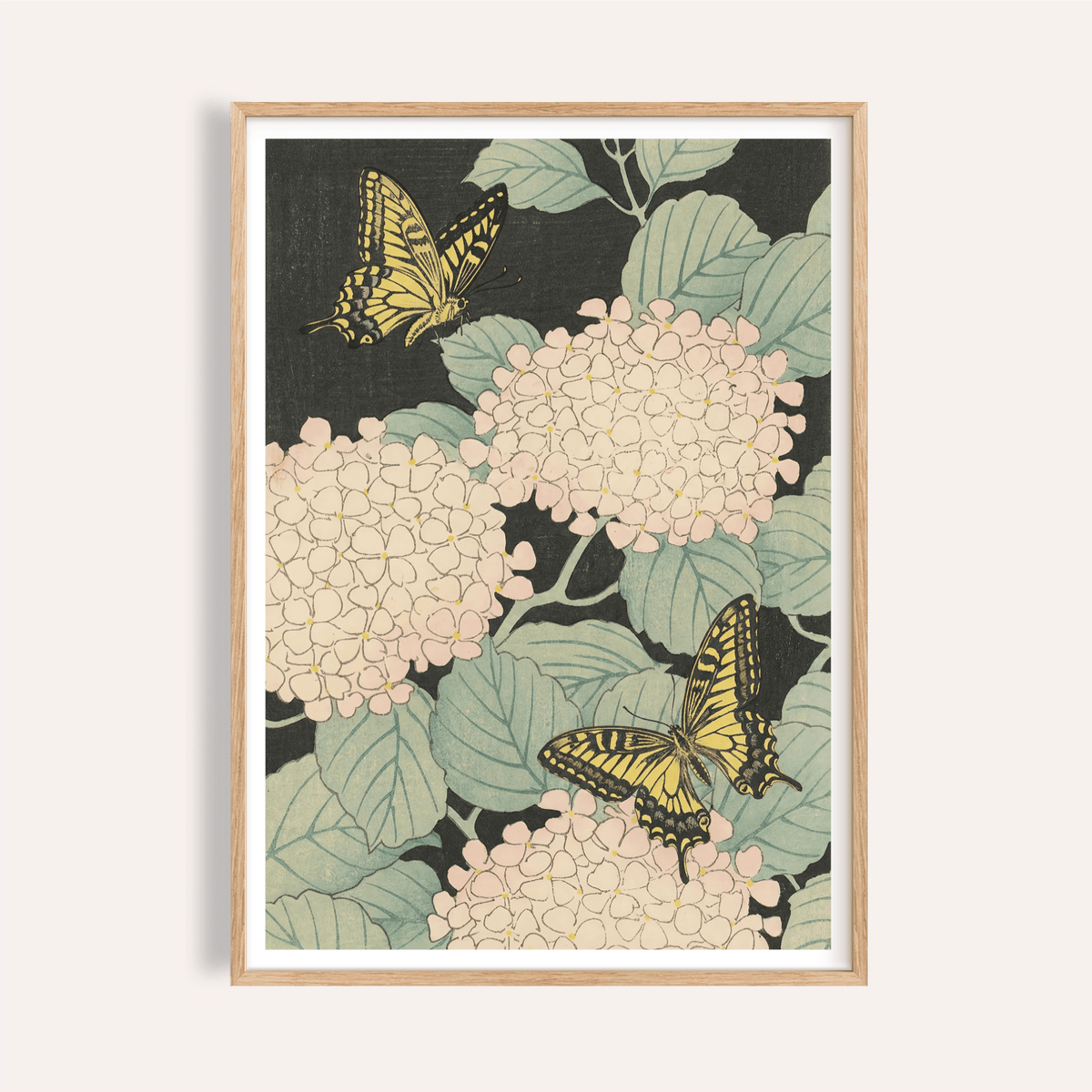 Butterfly Art Print in Black and Yellow for living room wall art