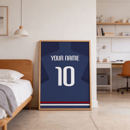 Custom Football Shirt – Navy Blue with White Number