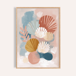 Abstract Botanical Print framed print close-up of abstract botanical shapes in pastel tones
