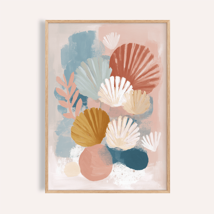 Abstract Botanical Print framed print close-up of abstract botanical shapes in pastel tones