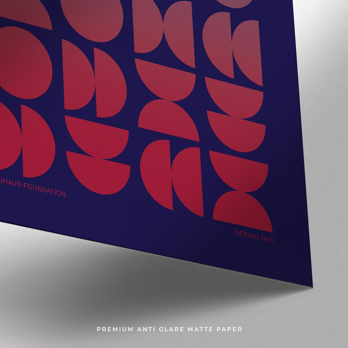 Graphic Design Poster close-up of red geometric gradient shapes on dark blue background
