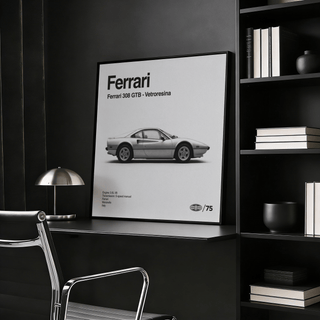 Close-up of silver classic sports car side profile illustration in black and grey tones