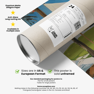 Rolled Watering Hole Golf Art Print with a plain cardboard tube packaging