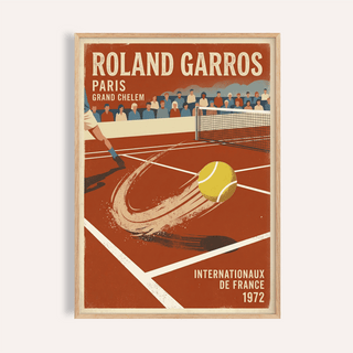 Framed Paris Clay Court Tennis Print of a vintage tennis ball on a clay court
