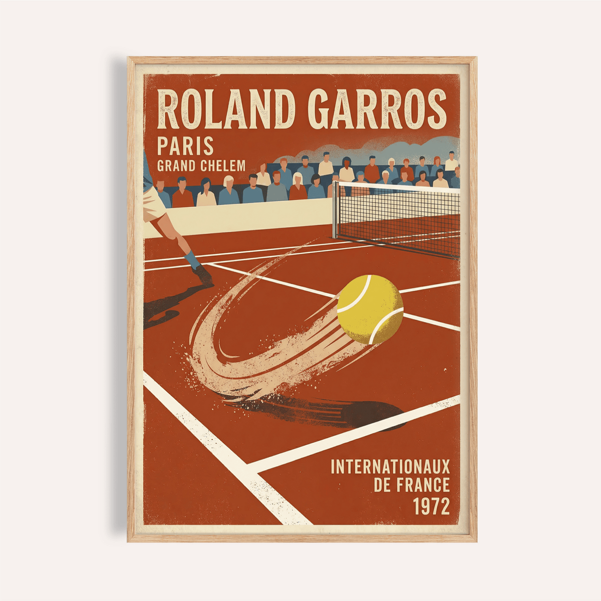 Framed Paris Clay Court Tennis Print of a vintage tennis ball on a clay court