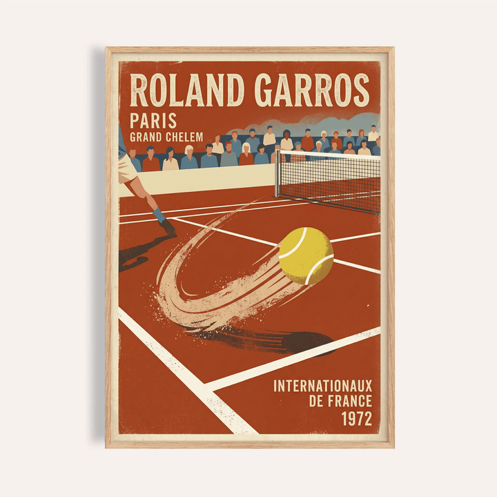 Framed Paris Clay Court Tennis Print of a vintage tennis ball on a clay court