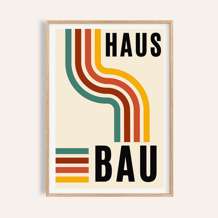 Artwork for the Office framed print featuring retro curved lines in mustard yellow, rust and teal