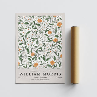 Rolled print with Vintage Prints Flowers of orange and white flowers with green leaves