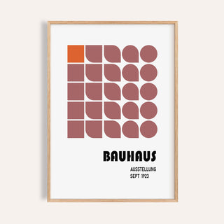 Framed Wall Hanging Geometric artwork with abstract grid in terracotta and burnt orange shades