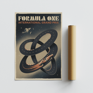 Captured Racing Car Wall Art featuring a retro layout and speeding car