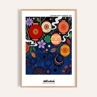 Framed Bohemian Lantern Poster featuring colourful decorative lanterns and flowers