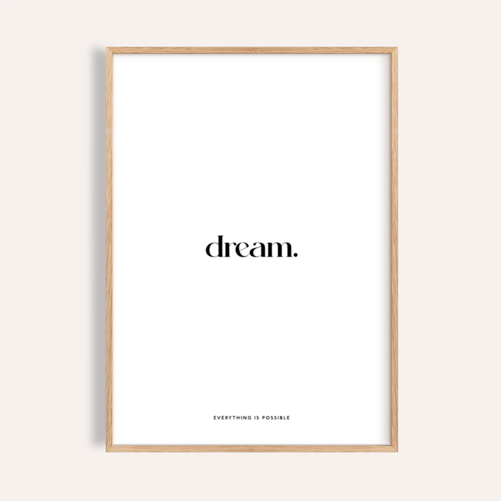 Personalised Quote Poster framed close-up with black minimalist text on white background