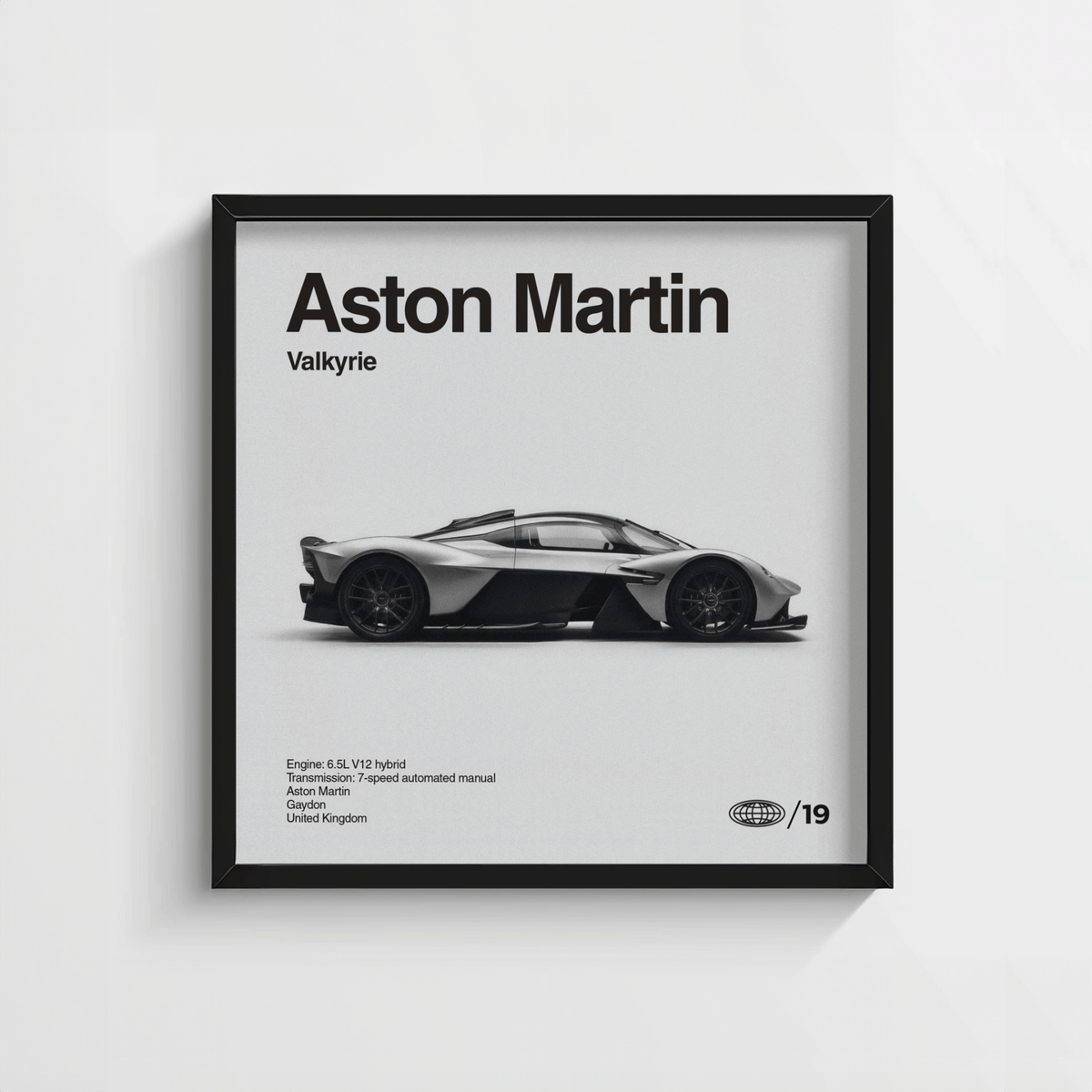 Graphic style Track Hypercar Poster in dark tones for study or lounge