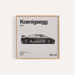 Swedish Supercar Art Print side view in grey and black for living room wall art