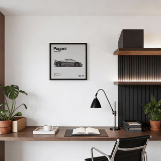 Italian Supercar Wall Art with neutral grey and black colors for bedroom decor