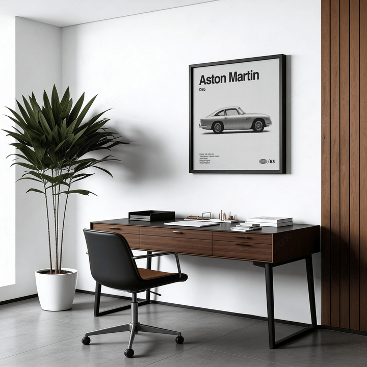 Close-up of Classic British Grand Tourer Poster highlighting detailed technical specifications and text