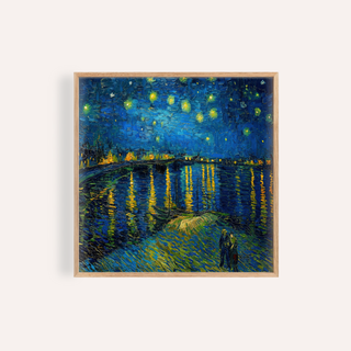 Framed close-up of impasto wall art showing a night sky with bright stars and yellow reflections